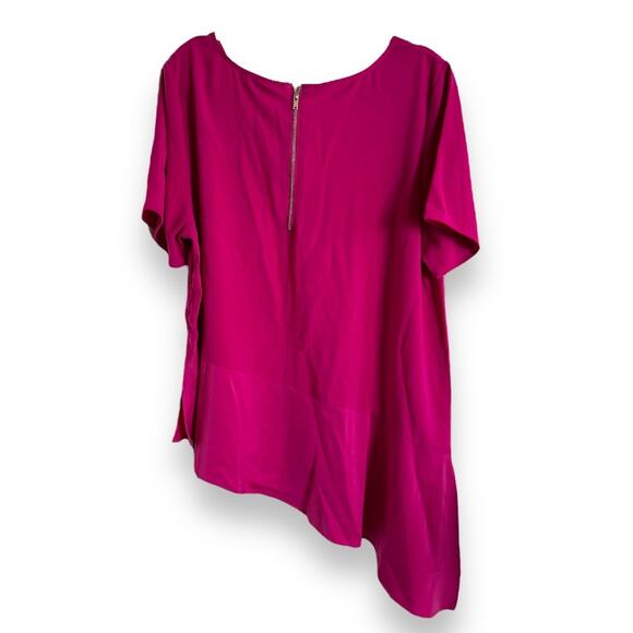 REBEL Wilson Womens Top Sz‎ 20W Asymmetrical Festive Fuchsia NEW Short Sleeve - Picture 4 of 7